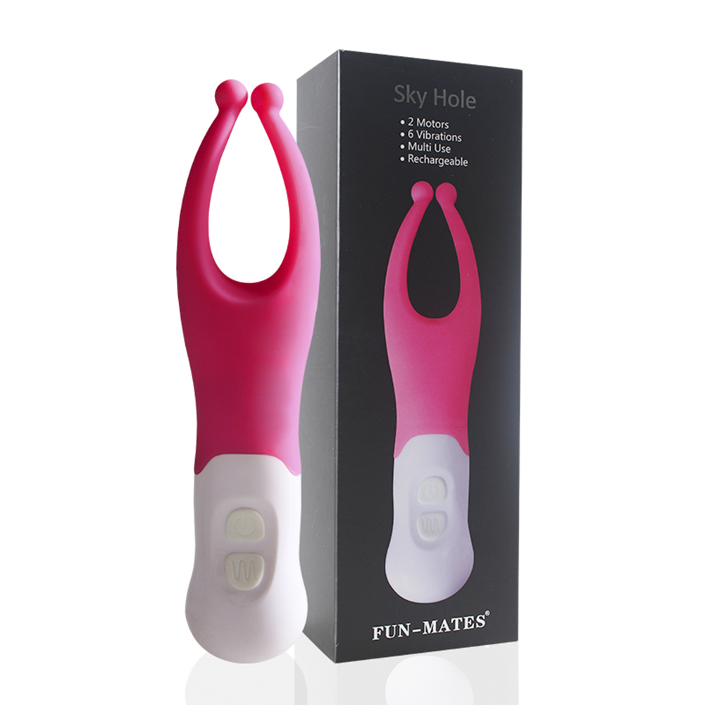 Vibromasseur en silicone &agrave; double point de contact en forme de U