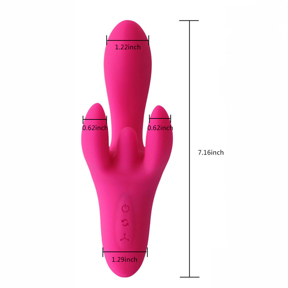 Vibromasseur point G et clitoridien &agrave; triple moteur pour femme