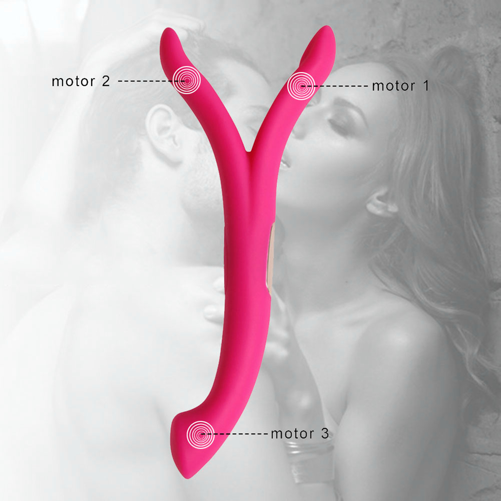 Vibrateur en silicone flexible &agrave; double extr&eacute;mit&eacute;
