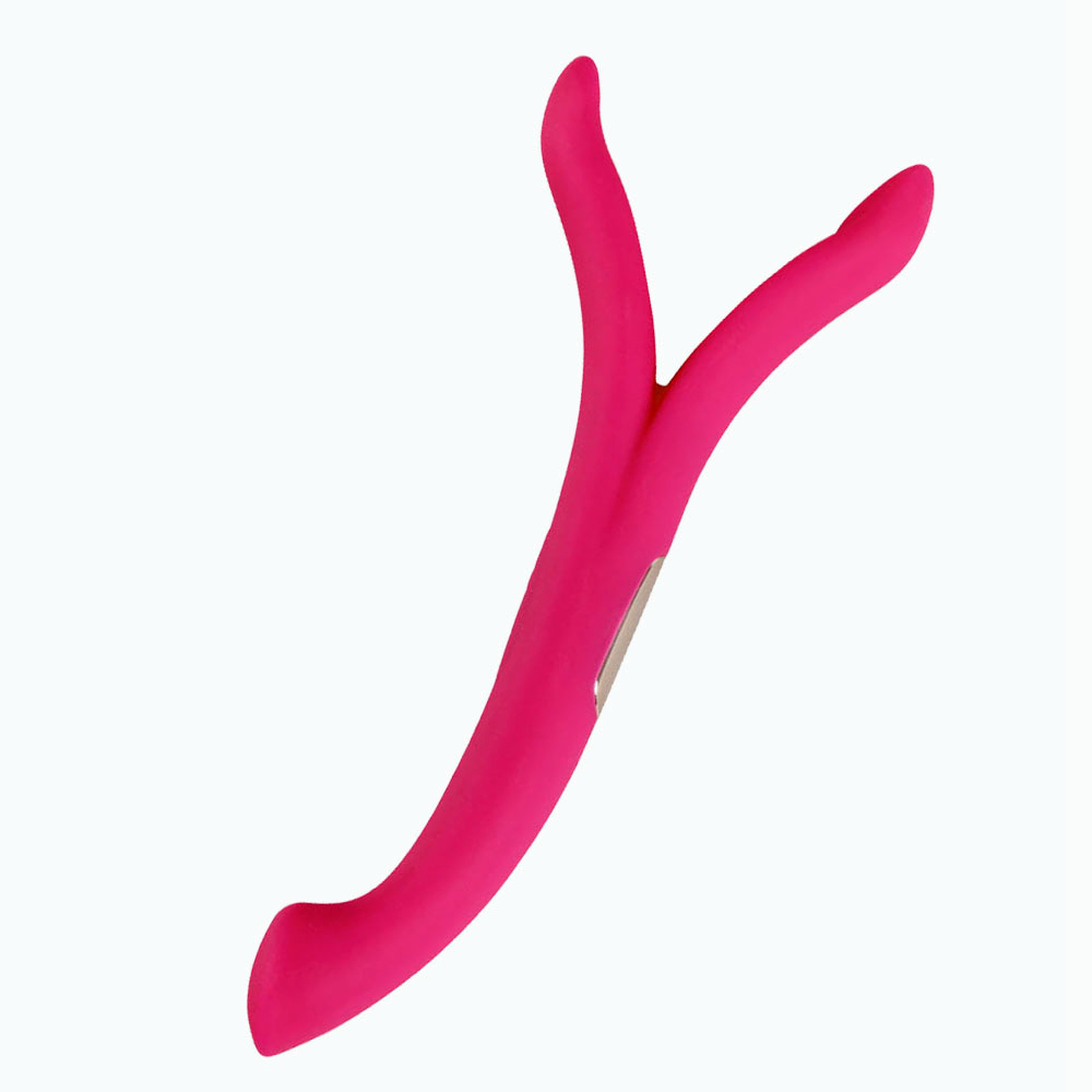 Vibrateur en silicone flexible &agrave; double extr&eacute;mit&eacute;