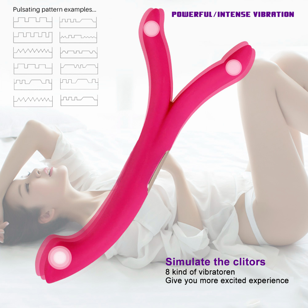 Vibrateur en silicone flexible &agrave; double extr&eacute;mit&eacute;
