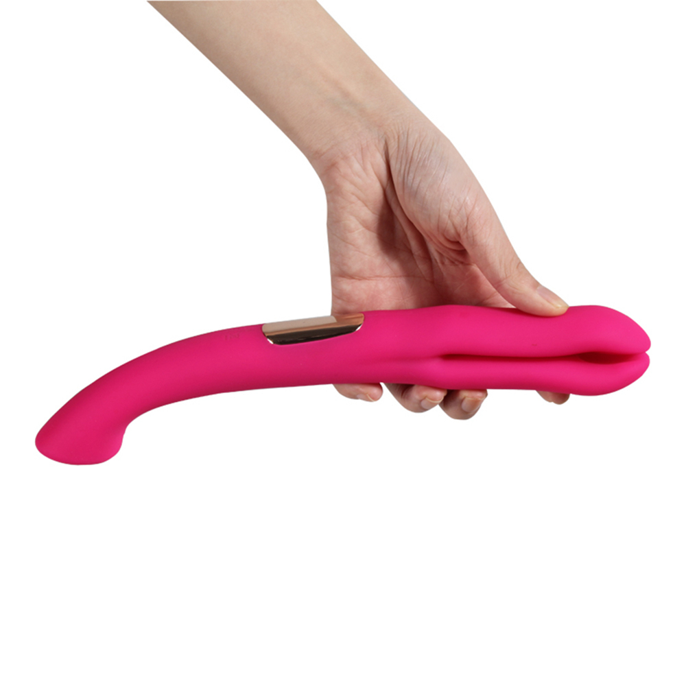 Vibrateur en silicone flexible &agrave; double extr&eacute;mit&eacute;