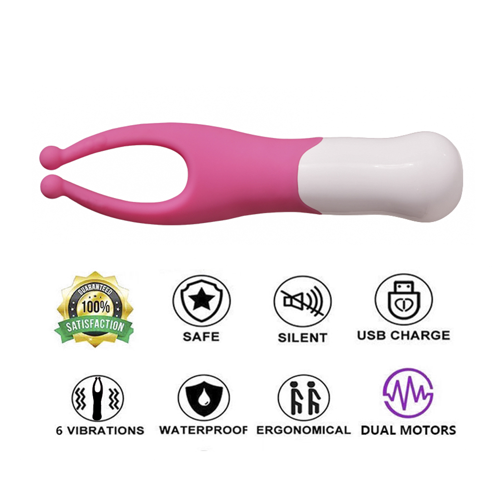 Vibromasseur en silicone &agrave; double point de contact en forme de U