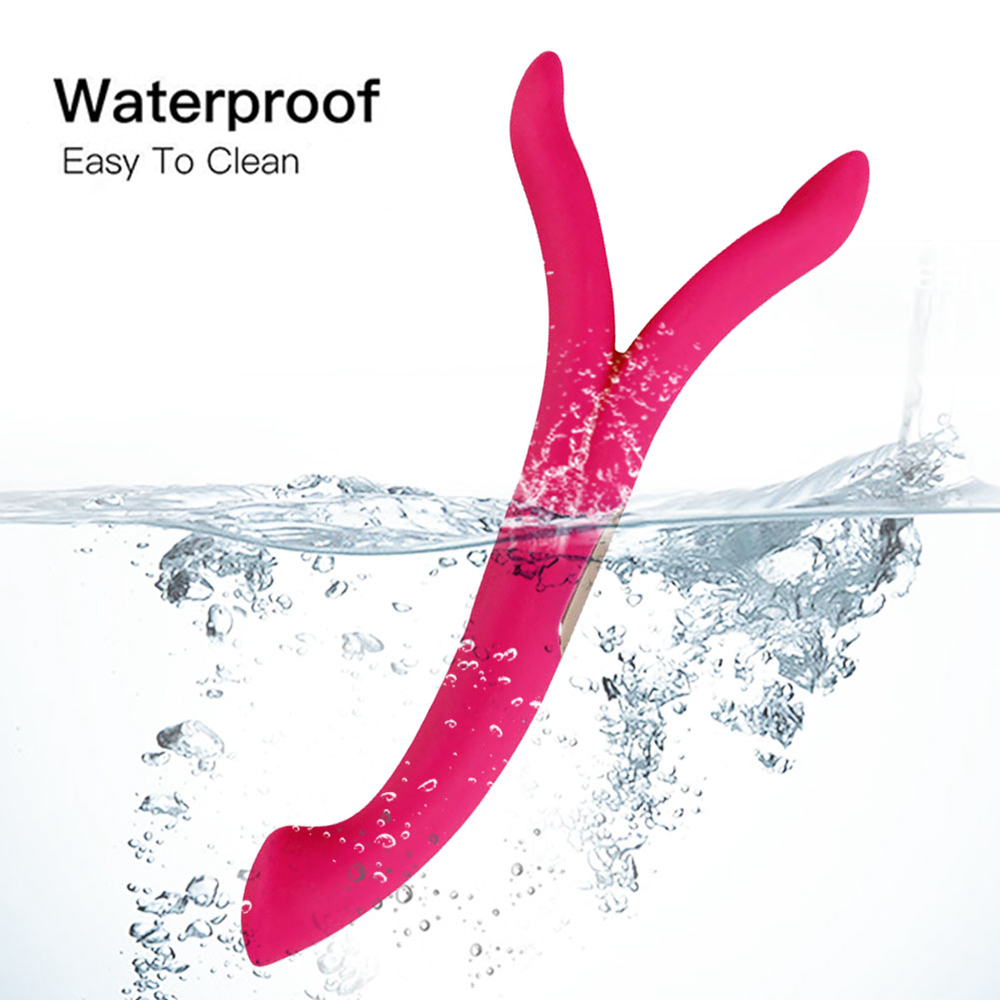 Vibrateur en silicone flexible &agrave; double extr&eacute;mit&eacute;