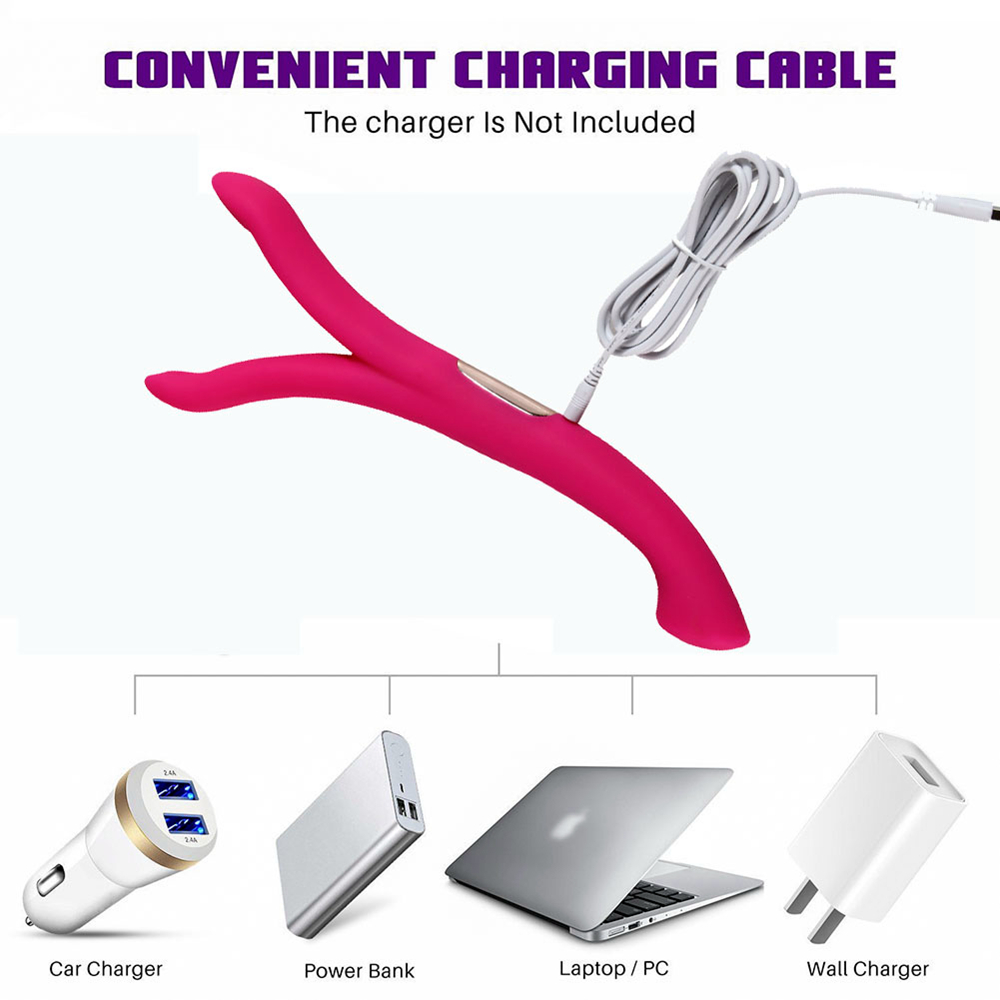 Vibrateur en silicone flexible &agrave; double extr&eacute;mit&eacute;