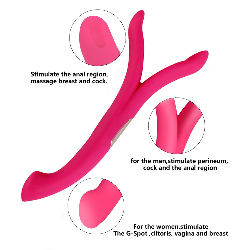 Vibrateur en silicone flexible &agrave; double extr&eacute;mit&eacute;