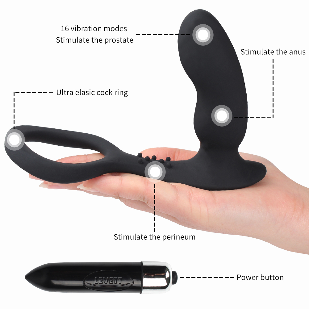 Massage avec un anneau p&eacute;nien et un plug anal