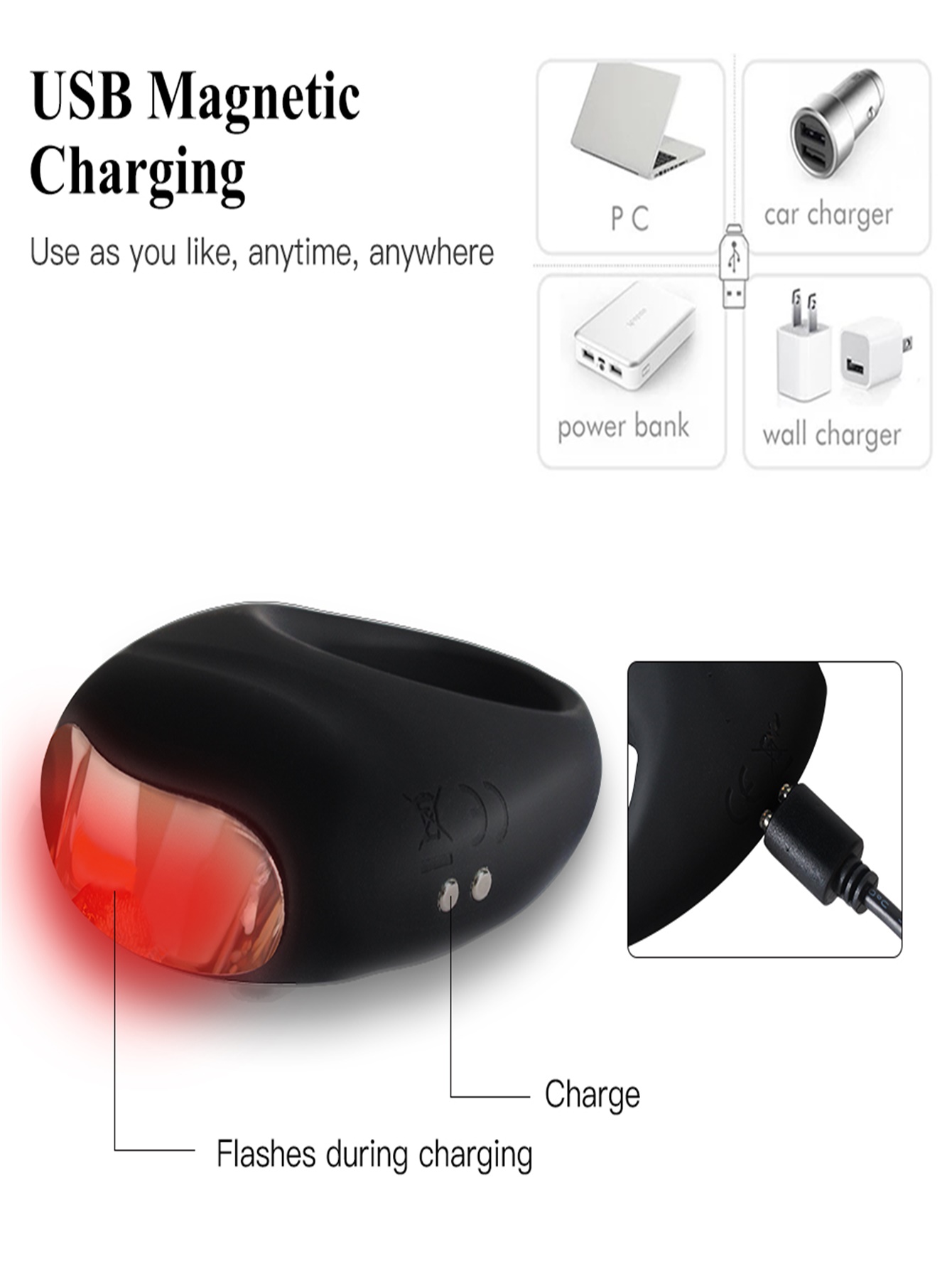 Vibrateur vibrant de p&eacute;nis d'anneau de p&eacute;nis pour l'homme et le couple